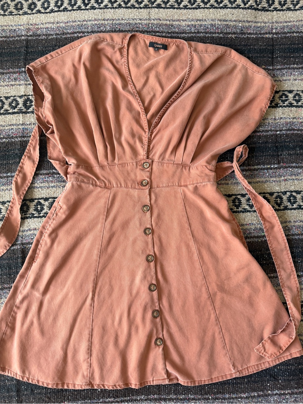 Quince Rust Button-Front Mini Dress